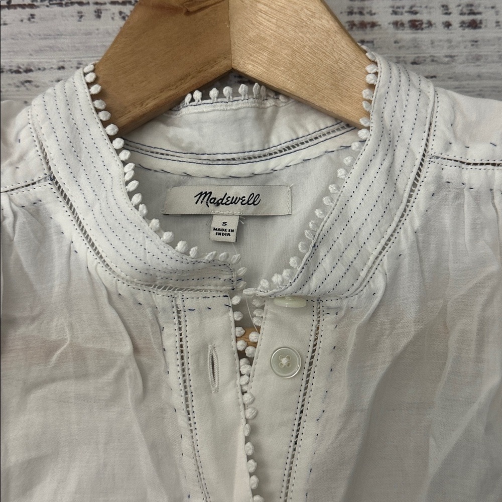 Madewell Shirred Lace-Trim Top Sz. S - Picture 10 of 10